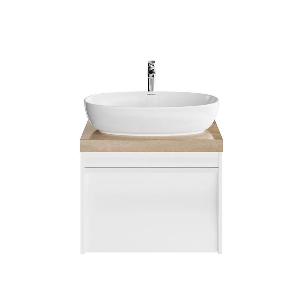 KERAMA MARAZZI MOD.60.1+1/WHT Тумба MODULA подвесная 60 с ящиком 1+1, белая глянцевая