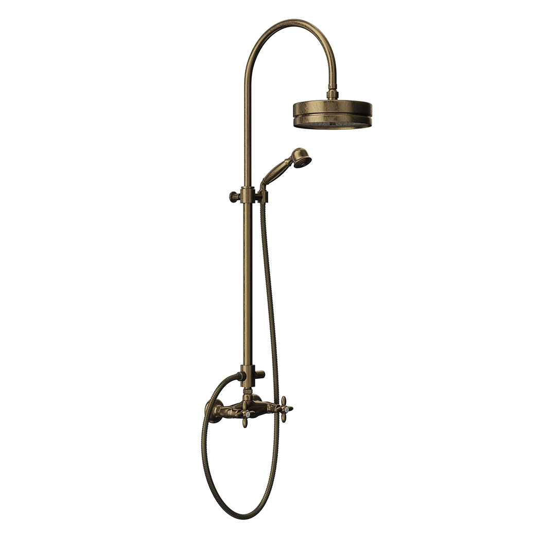 Душевая колонна MUSE со смесителем с переключателем потоков, потертая бронза