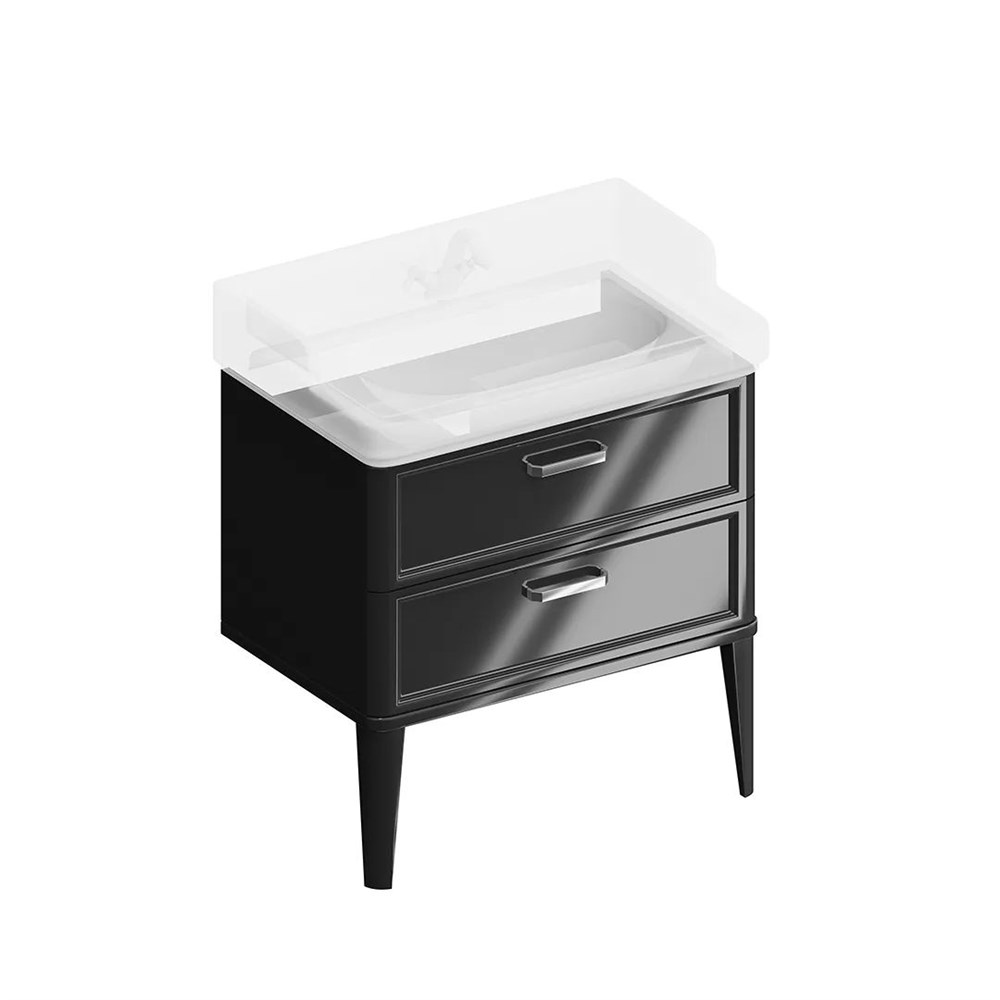 KERAMA MARAZZI PO.M.80.2/BLK Тумба POMPEI напольная с 2 ящиками 80, черная глянцевая