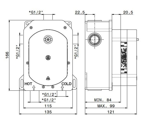 Универсальная внутренняя часть для термостатического смесителя на три потока для душа