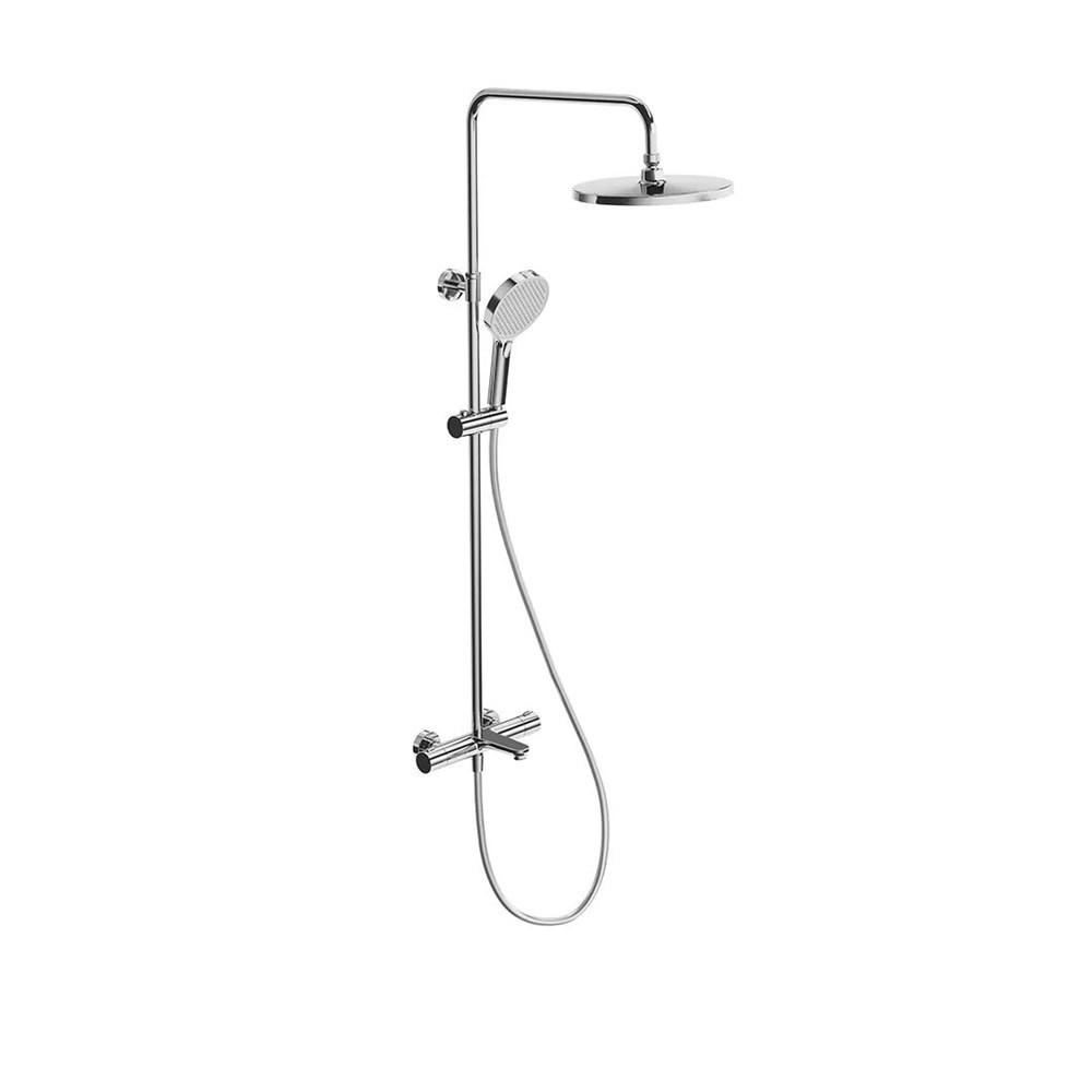 Душевая колонна FONTE на 3 потока с фиксированным изливом и термостатическим смесителем, хром