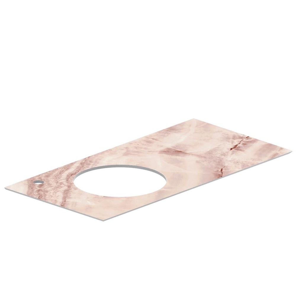 Столешница из керамогранита для раковин, встраиваемых сверху, Ониче 97 см, розовый лаппатированный