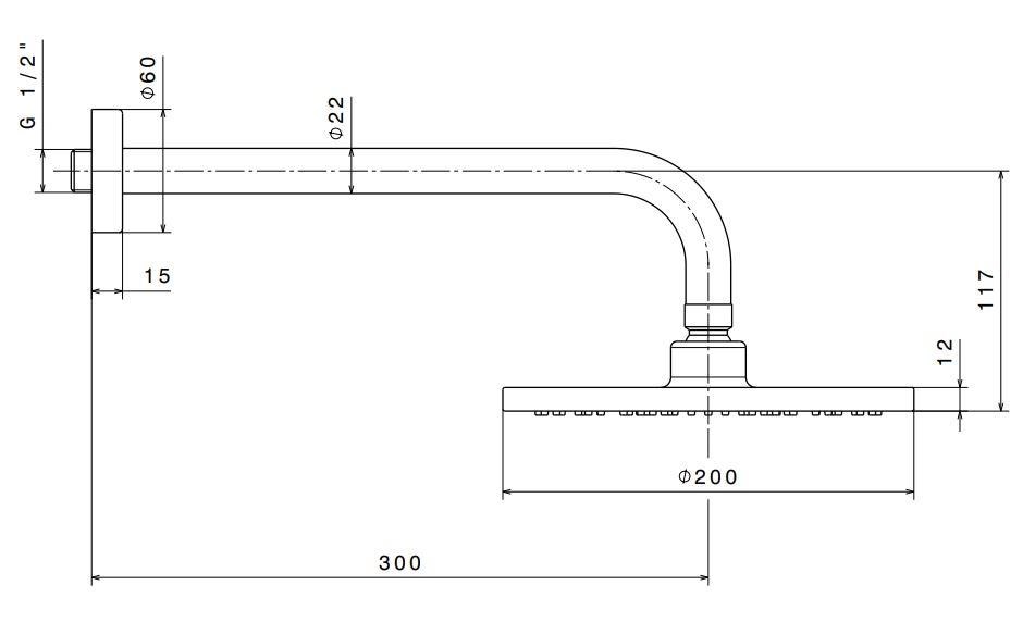 Душевая лейка PIANO «тропический дождь» с кронштейном, хром глянец