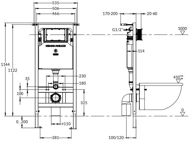 KERAMA MARAZZI INST.PRO.WC Скрытая система инсталляции PRO для подвесного унитаза