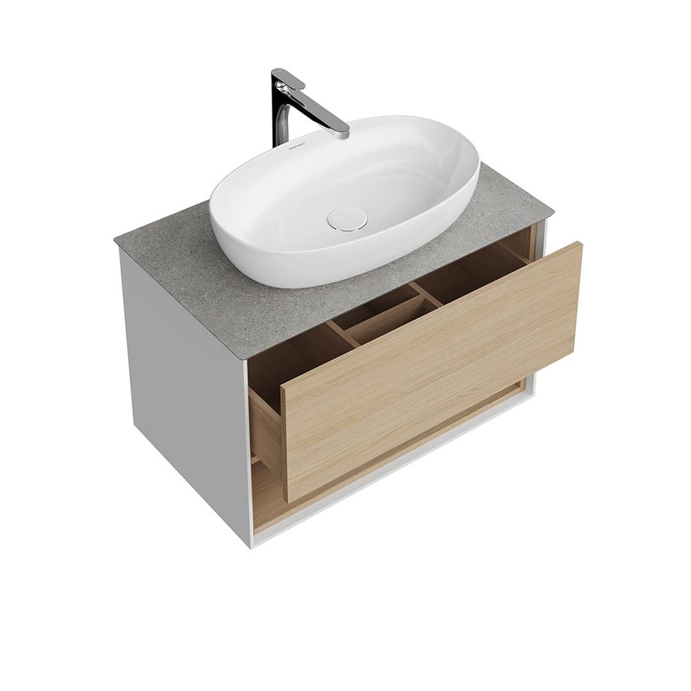 KERAMA MARAZZI PLB.M.80.1/OAK.V Тумба PLAZA Modern подвесная 80 дуб виченца 1 ящик + полка