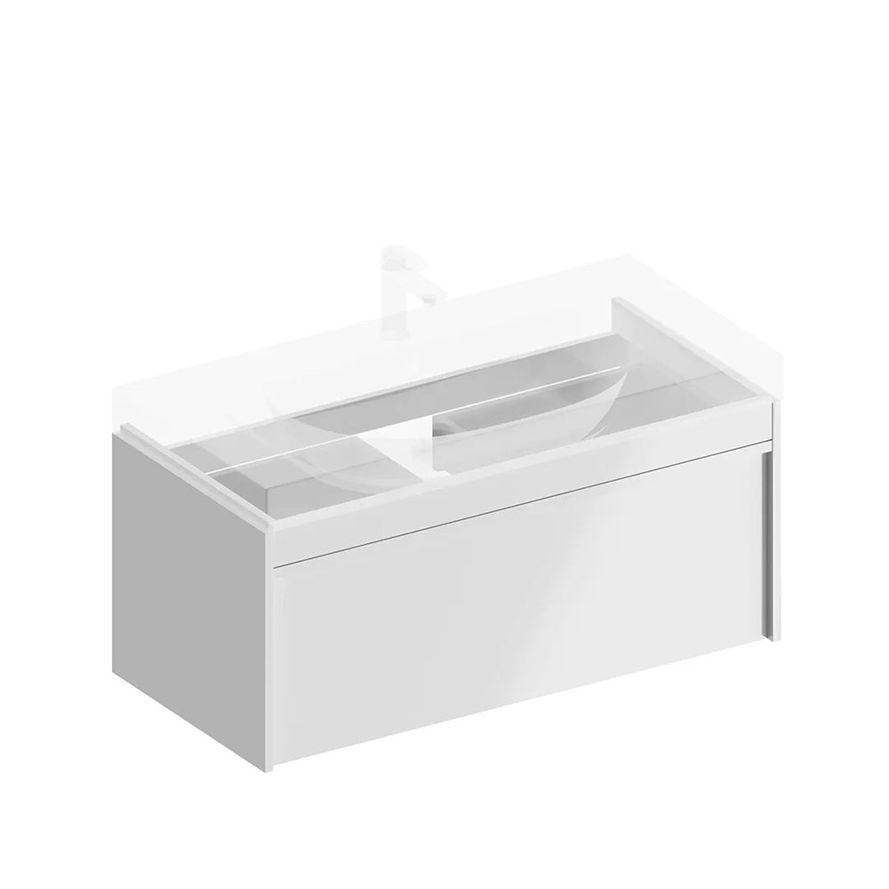 KERAMA MARAZZI MOD.100.1+1/WHT Тумба MODULA подвесная 100 с ящиком 1+1, белая глянцевая