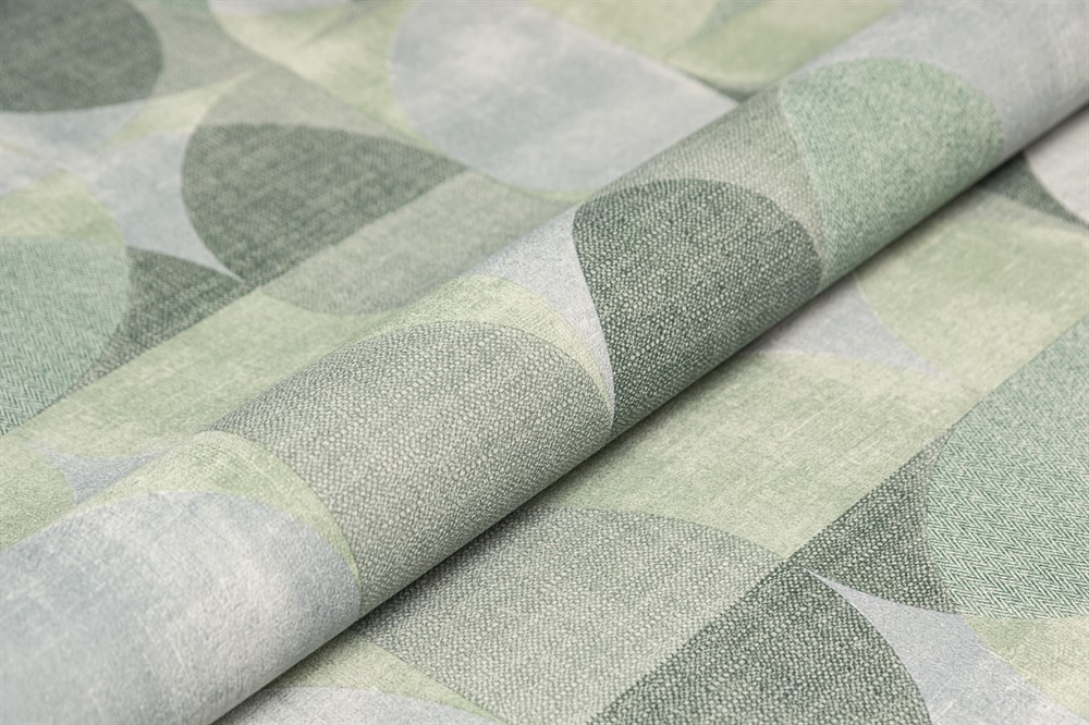 KERAMA MARAZZI KM8513 Обои виниловые Шафран мотив,зелёный, круги 1,06х10 (1, Т A) прямая стыковка