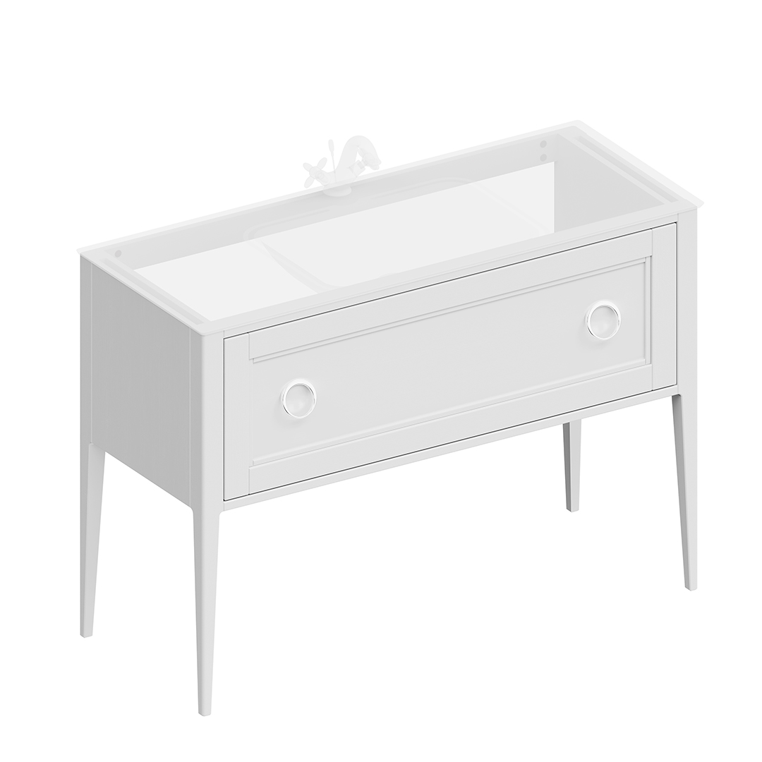 Тумба PLAZA Classic напольная с ящиком 120, белая матовая