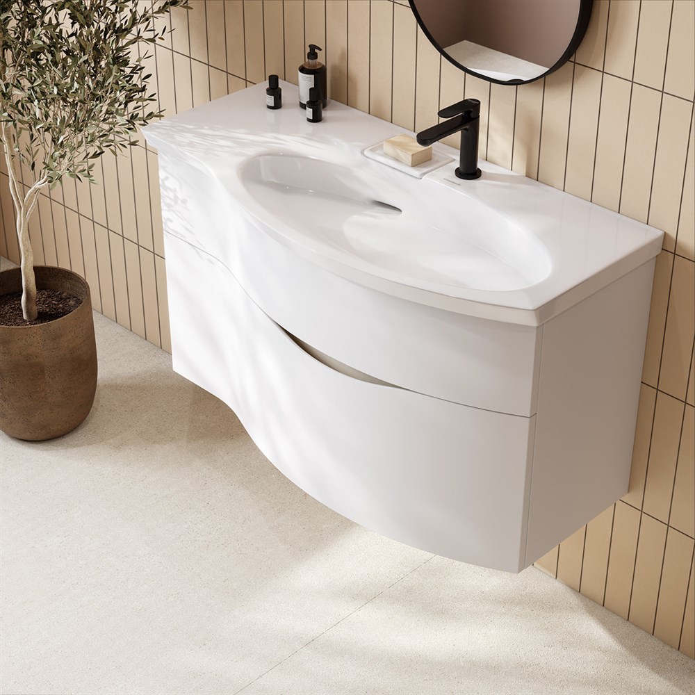 KERAMA MARAZZI RV.wb.100Rh Раковина RIVA мебельная правая с крепежом 100, белая глянцевая