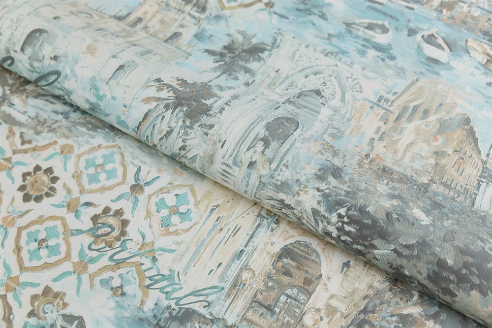 Обои виниловые Впечатление мотив, голубой