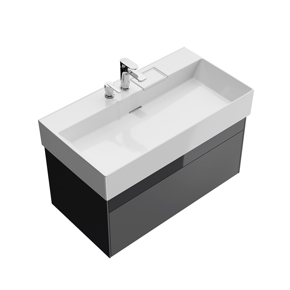 KERAMA MARAZZI LOG.90.2/ST Тумба LOGICA подвесная 2 ящика 90 см, стальной серый