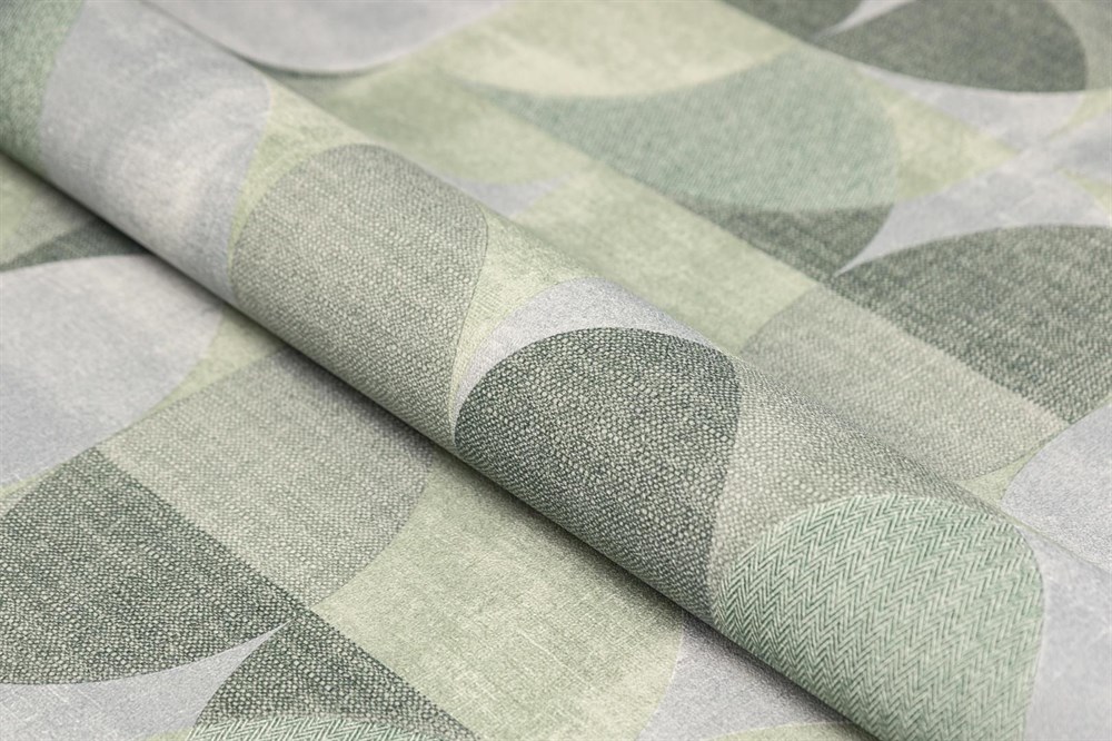 KERAMA MARAZZI KM8513 Обои виниловые Шафран мотив,зелёный, круги 1,06х10 (1, Т A) прямая стыковка