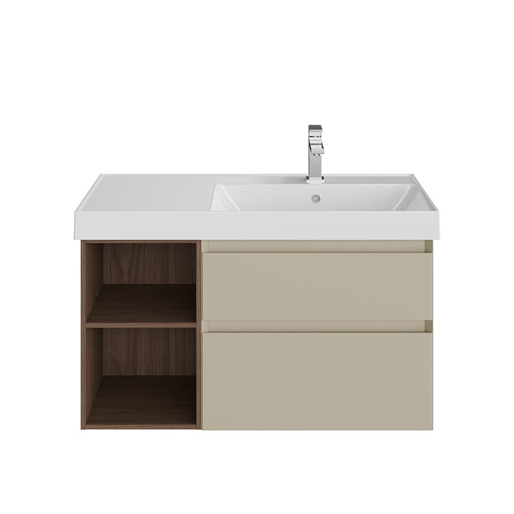 KERAMA MARAZZI CUB.90.2Rh/LIM.N Тумба CUBO правая подвесная с ящиками 90, лимо матовая- структ.орех