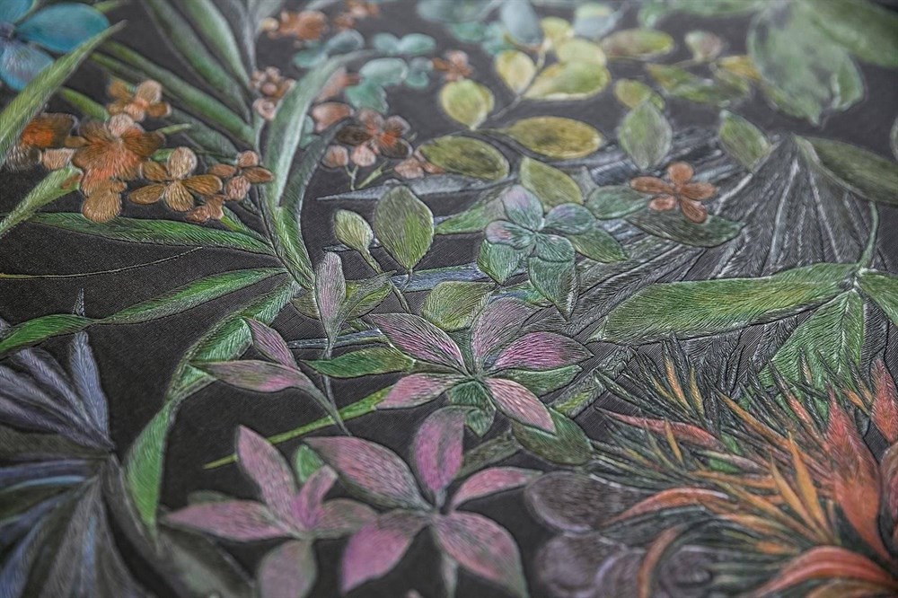 Обои виниловые Джангл мотив, чёрный цветной