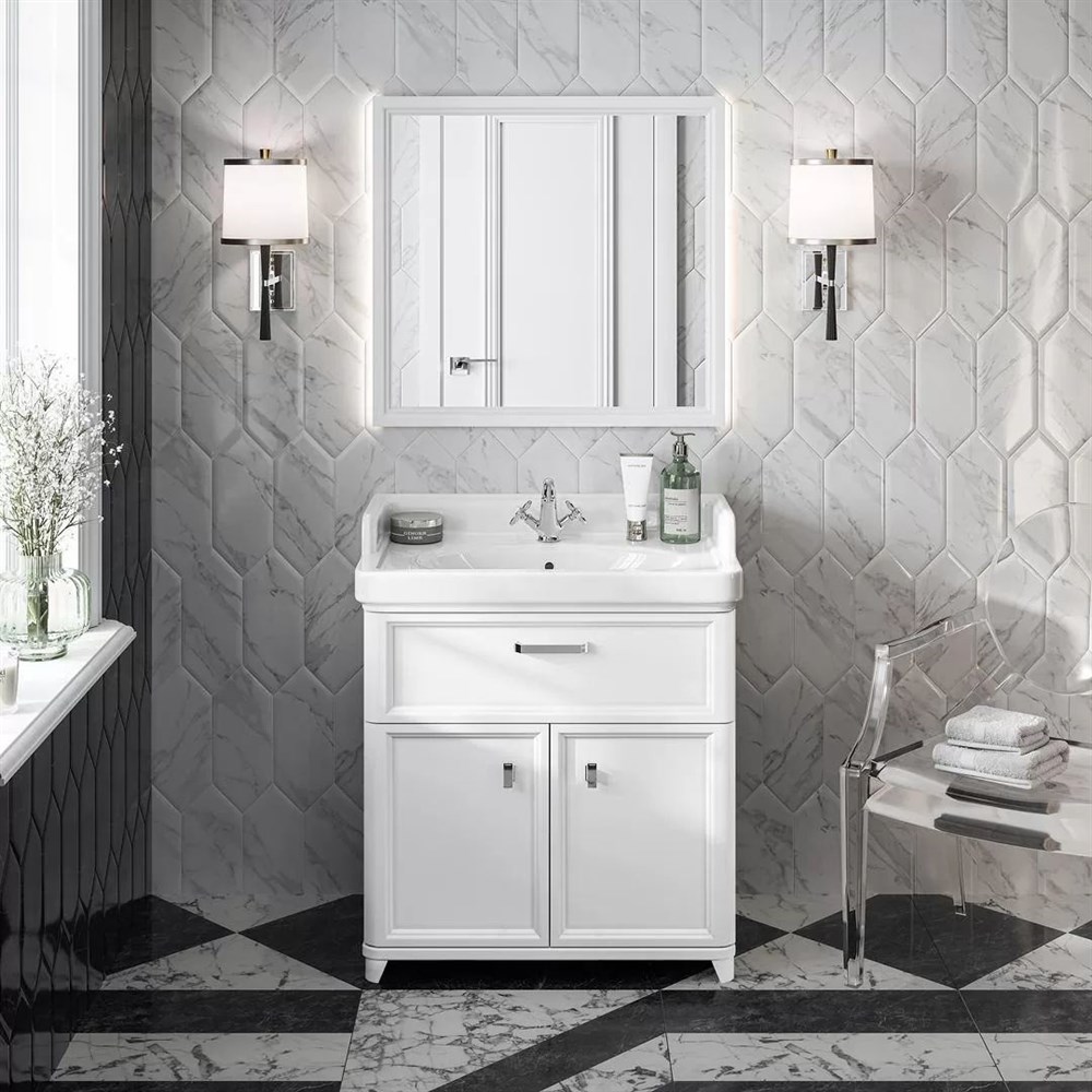 KERAMA MARAZZI PO.M.80.3/WHT Тумба POMPEI напольная с 3 ящиками 80, белая глянцевая