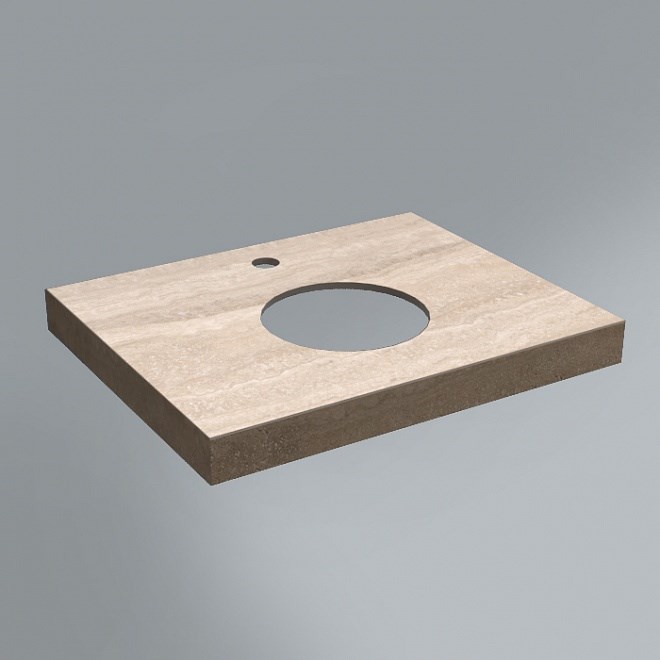 Столешница из керамогранита для накладных раковин, Риальто 60 см, бежевый натуральный