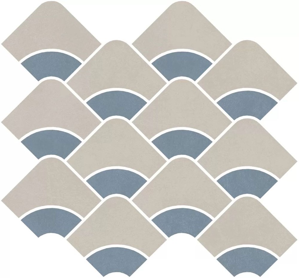 Декор Таделакт наборный бежевый светлый, синий светлый матовый обрезной 30x28x0,9