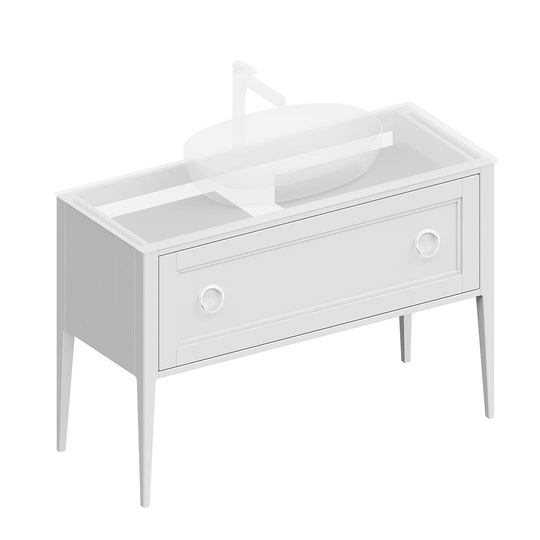 Тумба PLAZA Classic напольная с ящиками 120, белая матовая