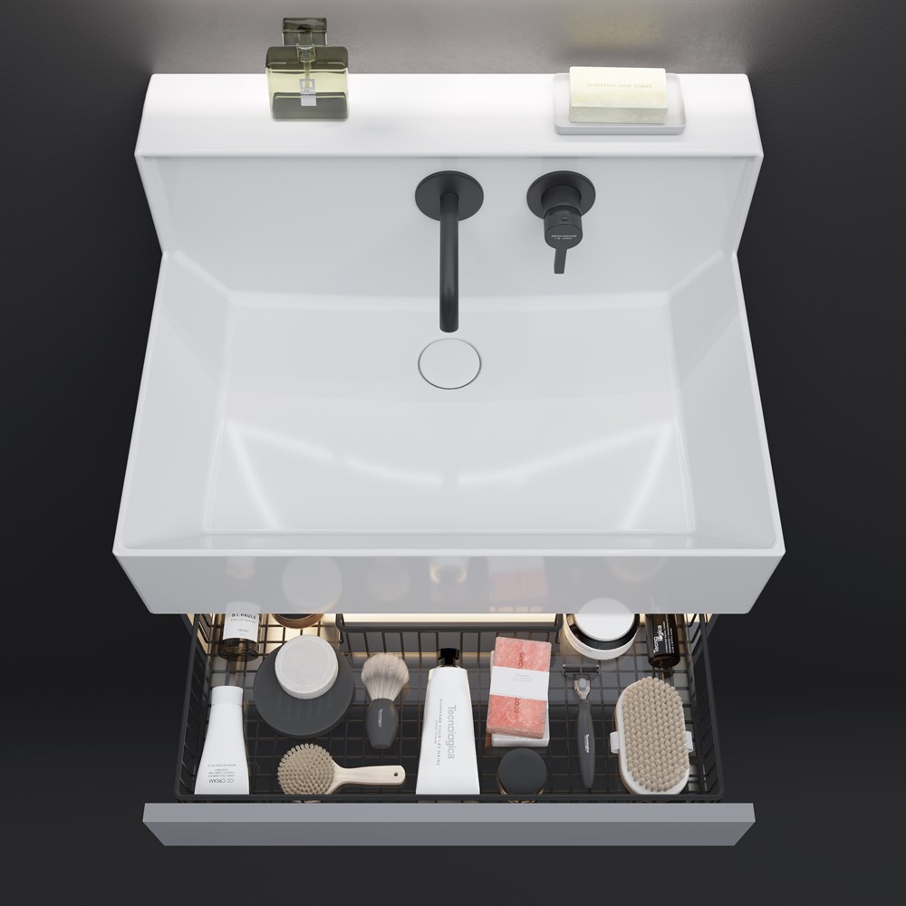 KERAMA MARAZZI LO.M.wb.65 Раковина LOGICA M мебельная\подвесная cо встроенным смесителем 65, белая глянцевая