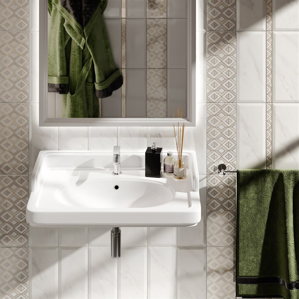 Раковина POMPEI подвесная/мебельная 60, белая глянцевая