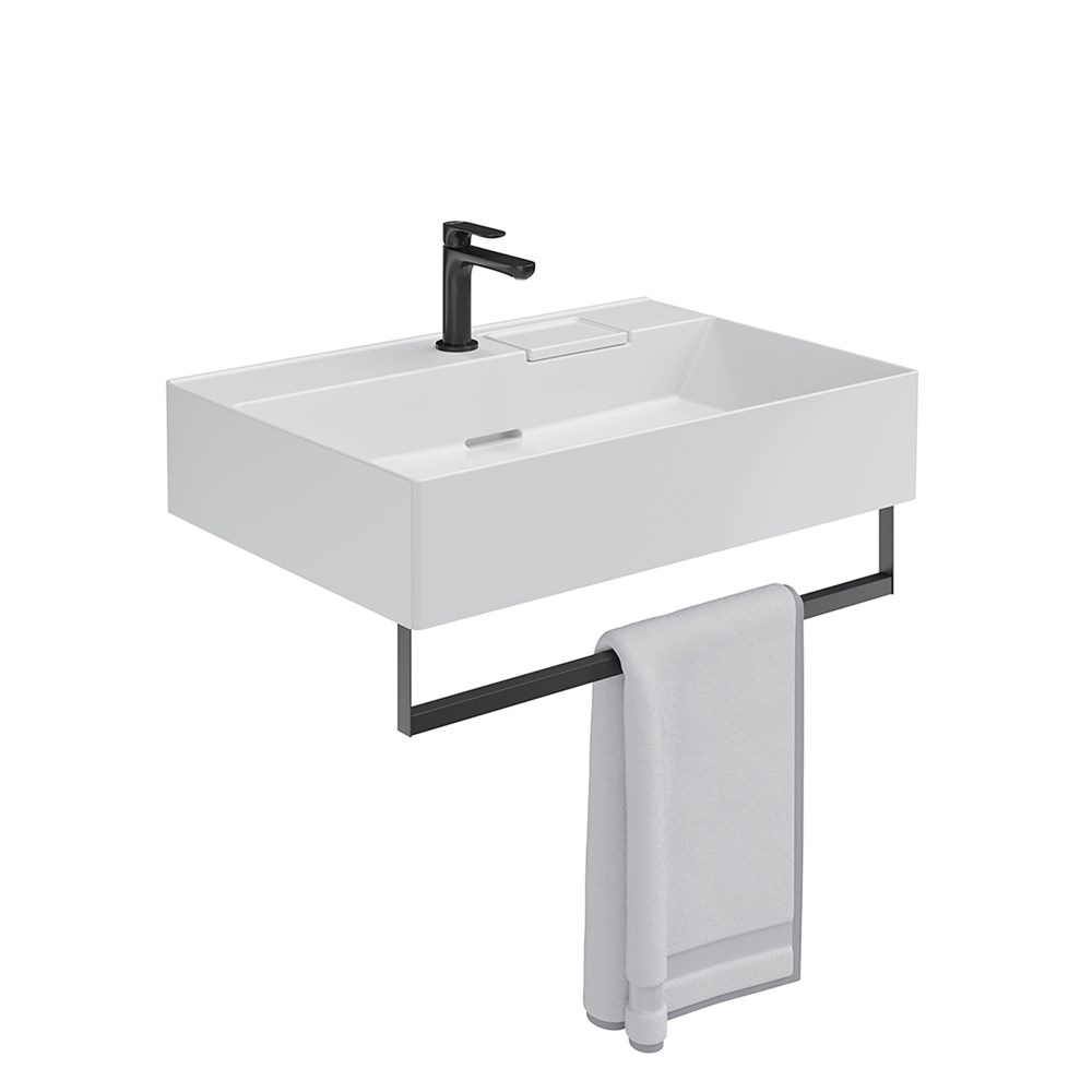 Держатель для полотенец к раковинам LOGICA 70 с крепежом, черный матовый