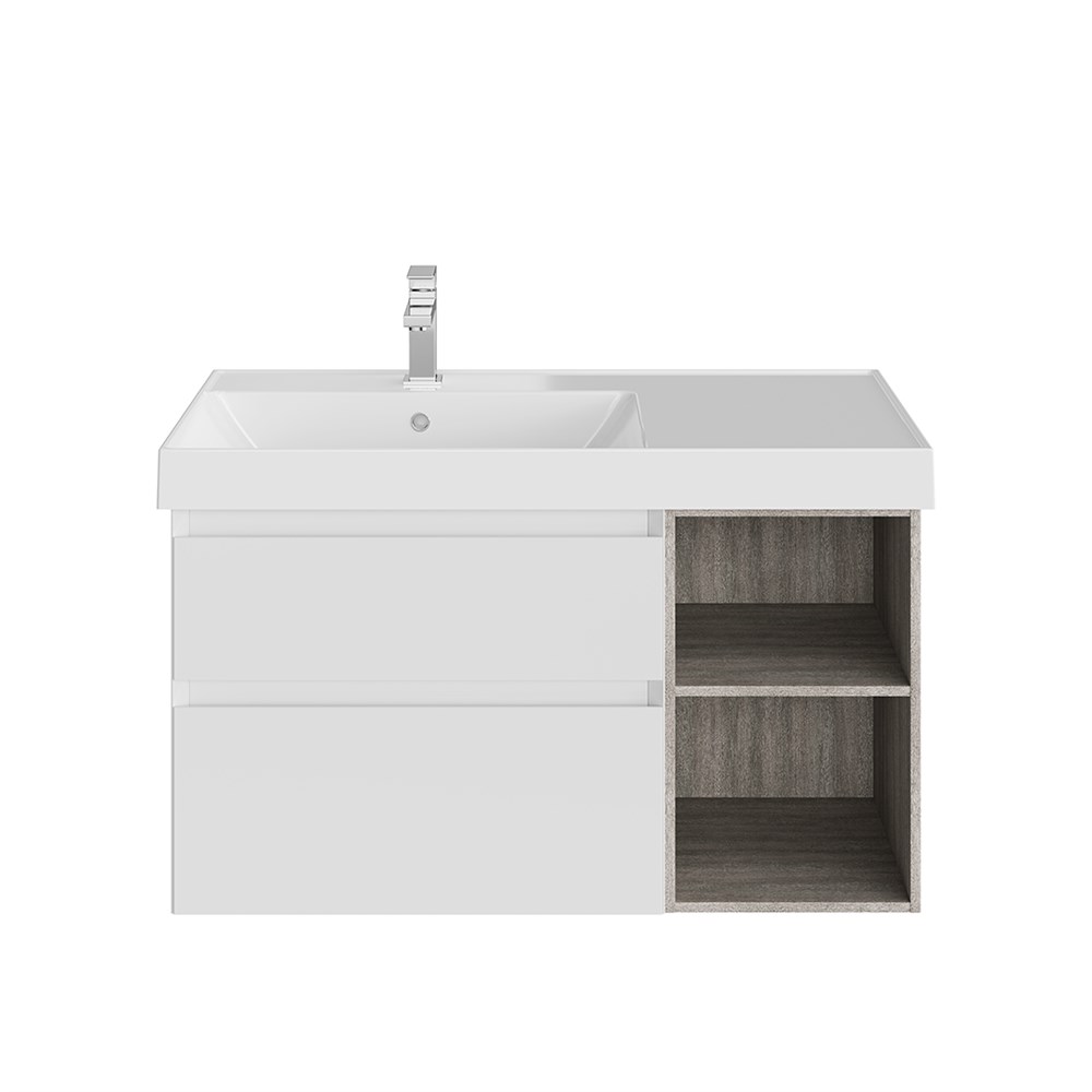 KERAMA MARAZZI CUB.90Lh/WHT.M Тумба CUBO левая подвесная с ящиками 90, белая матовая