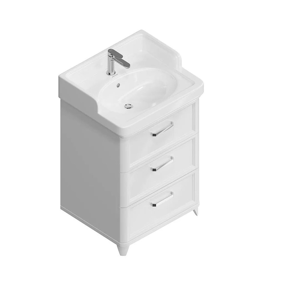 KERAMA MARAZZI PO.M.60.3/WHT Тумба POMPEI напольная с 3 ящиками 60, белая глянцевая