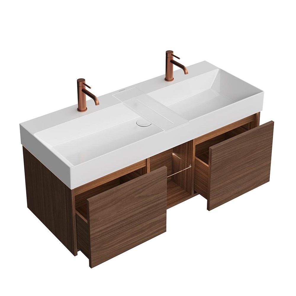 KERAMA MARAZZI GR.120.2/SNUT Тумба GRANDE подвесная 120, 2 ящика + открытая зона, структурированный орех