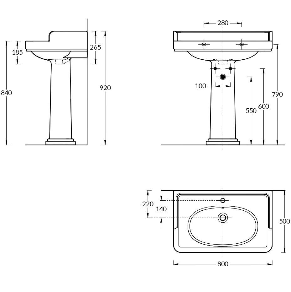 Раковина POMPEI подвесная/мебельная 80, белая глянцевая