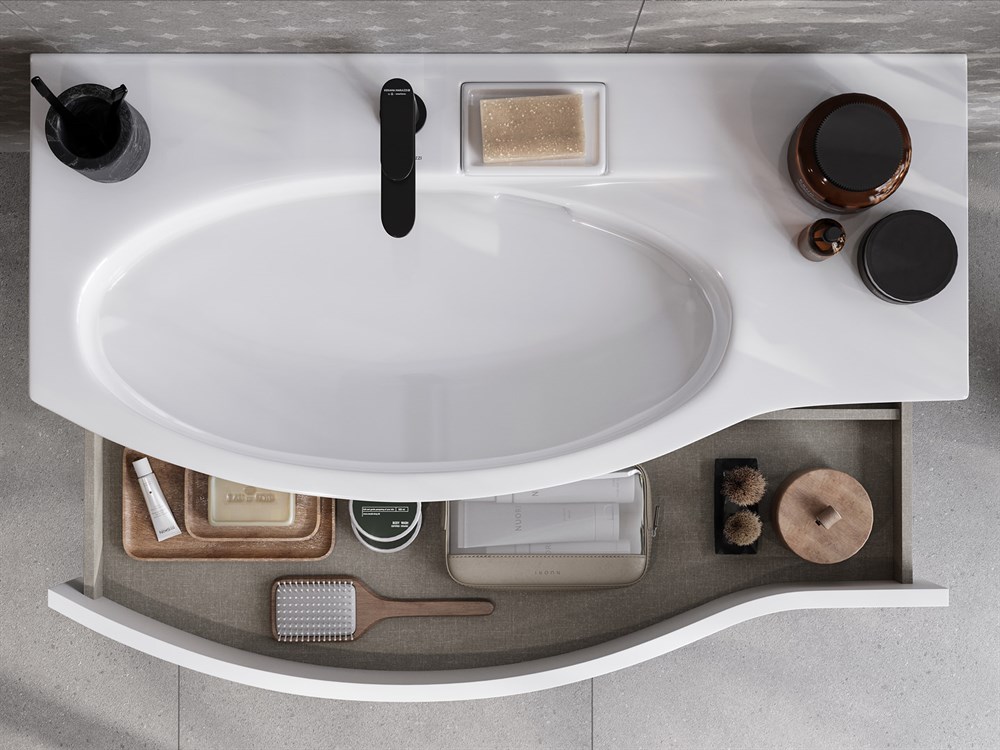 KERAMA MARAZZI RV.wb.100Lh Раковина RIVA мебельная левая с крепежом 100, белая глянцевая