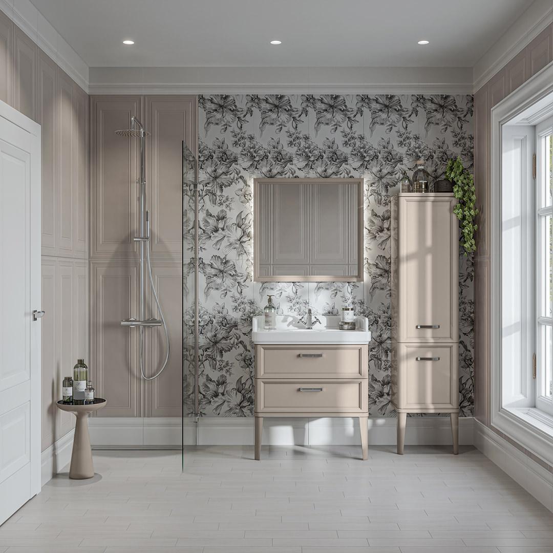 Зеркало KERAMA MARAZZI Pompei 80 с подсветкой, бежевое