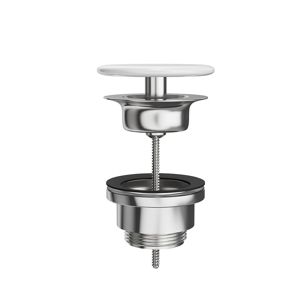 Донный клапан с керамической крышкой, белый глянцевый