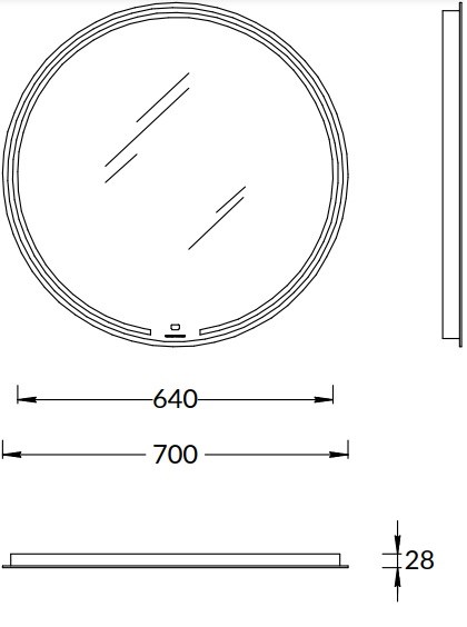 Зеркало MIO круглое с диммером 70, белое