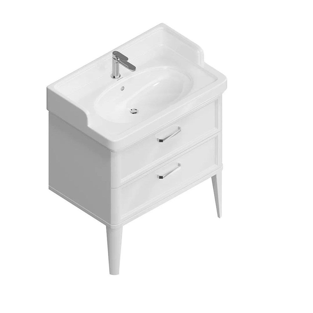 KERAMA MARAZZI PO.M.80.2/WHT Тумба POMPEI напольная с 2 ящиками 80, белая глянцевая