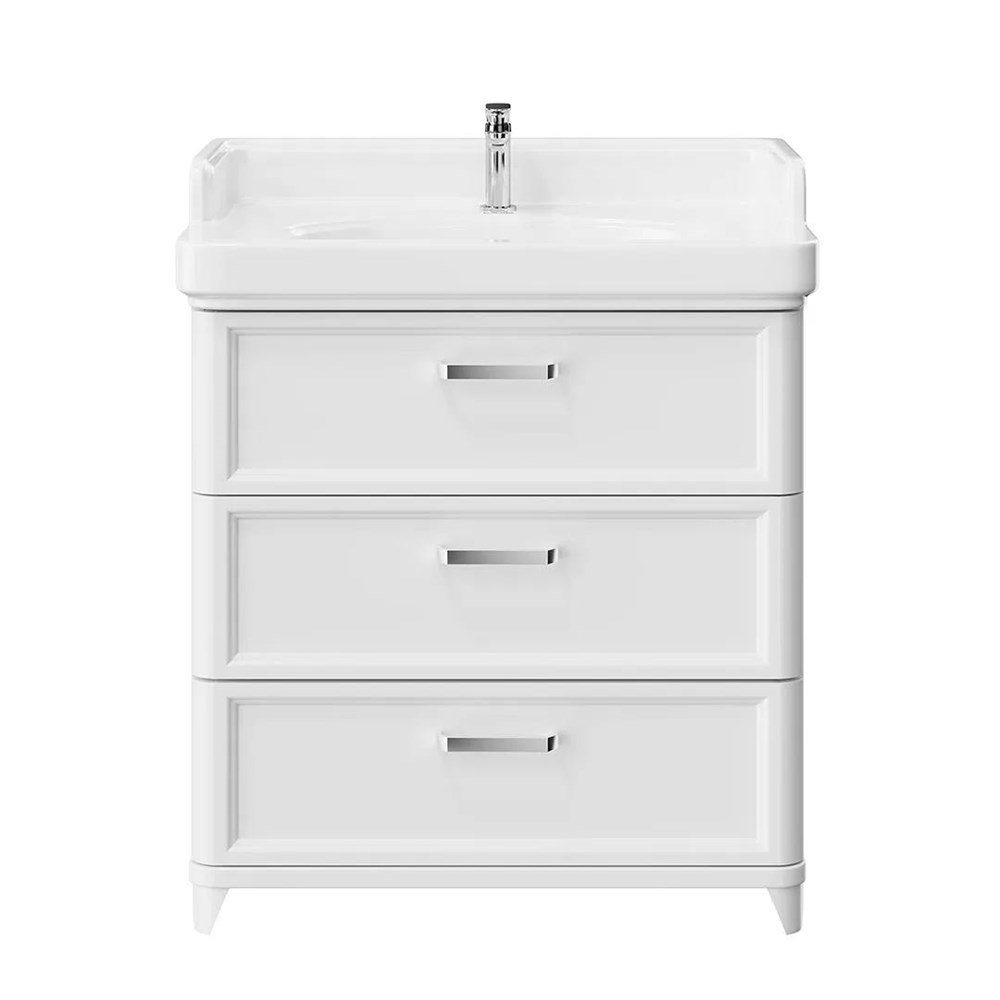 KERAMA MARAZZI PO.M.80.3/WHT Тумба POMPEI напольная с 3 ящиками 80, белая глянцевая