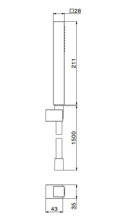 Ручной душ FUTURA с держателем для лейки и шлангом, без выхода для подачи воды, хром