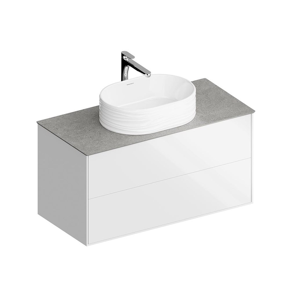 KERAMA MARAZZI PLB.M.100.2/WHT.V Тумба PLAZA Modern подвесная 100, 2 ящика, белая глянцевая