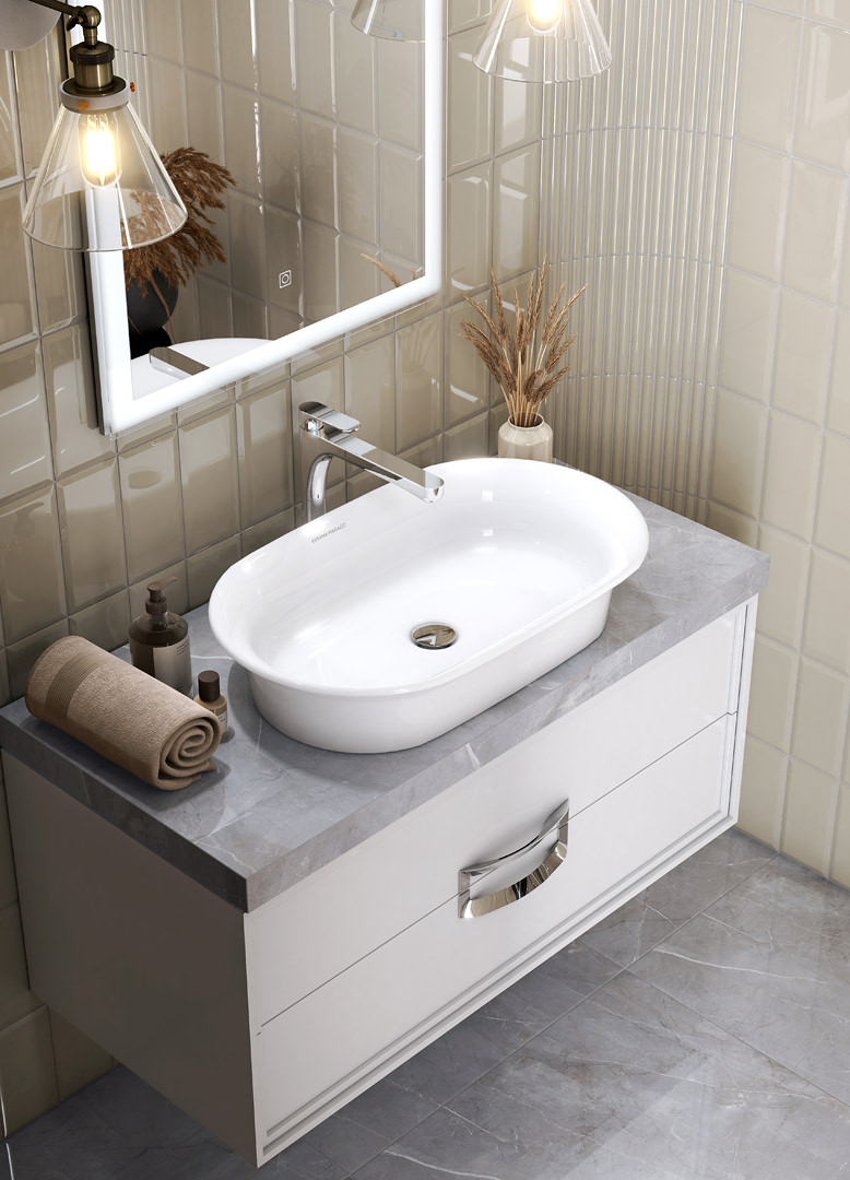 Тумба CANALETTO подвесная с ящиками 100, белая глянцевая