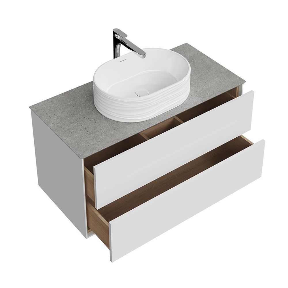 KERAMA MARAZZI PLB.M.100.2/WHT.V Тумба PLAZA Modern подвесная 100, 2 ящика, белая глянцевая