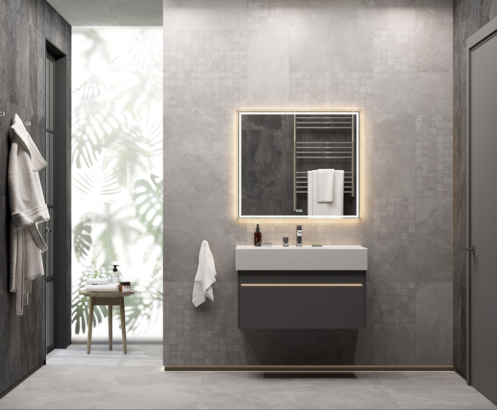 KERAMA MARAZZI TE.mi.90 Зеркало TECNO c LED 90 с подсветкой, с функцией антизапотевание, белый глянцевый