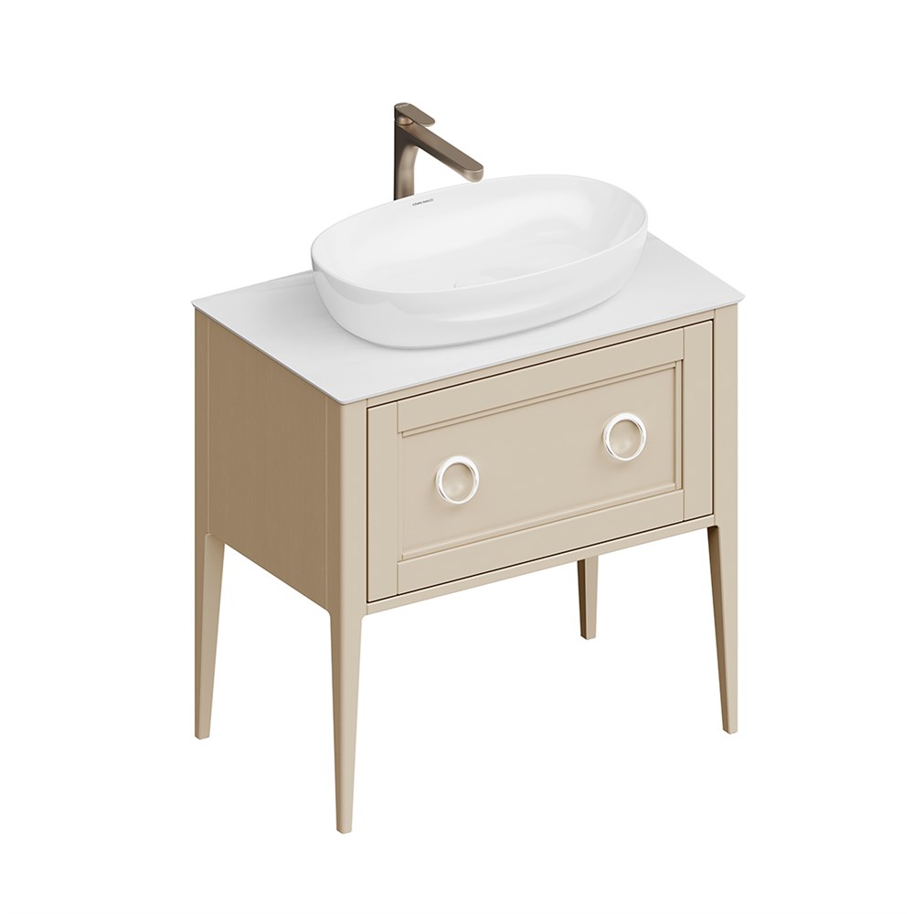 Тумба PLAZA Classic Neo напольная с ящиками 80, капучино матовая