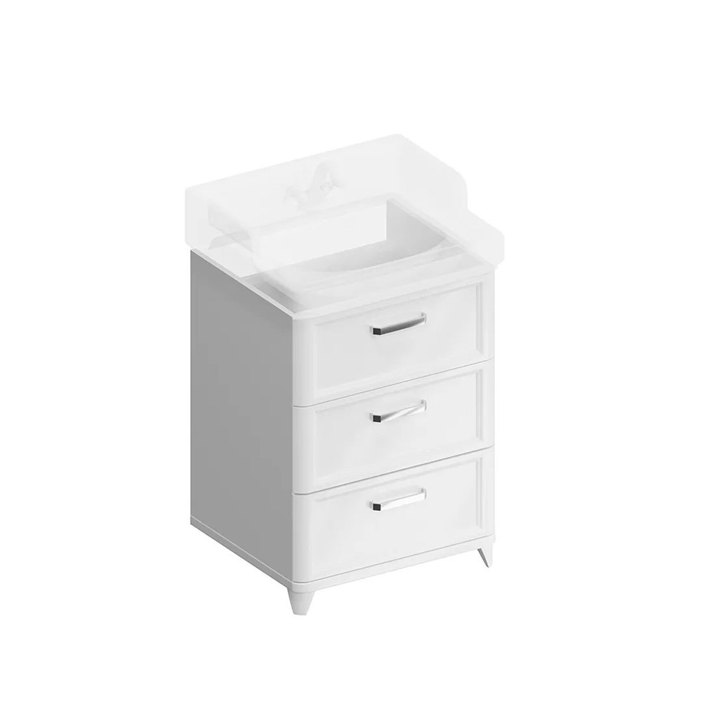 KERAMA MARAZZI PO.M.60.3/WHT Тумба POMPEI напольная с 3 ящиками 60, белая глянцевая