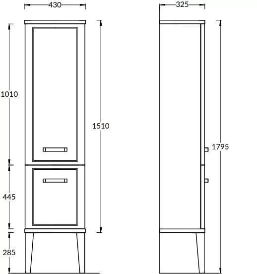 KERAMA MARAZZI PO.M.150/BLK Пенал POMPEI напольный/подвесной 150, черный глянцевый