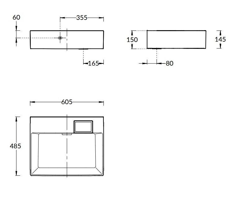 Раковина LOGICA мебельная без отверстий 60, белая глянцевая