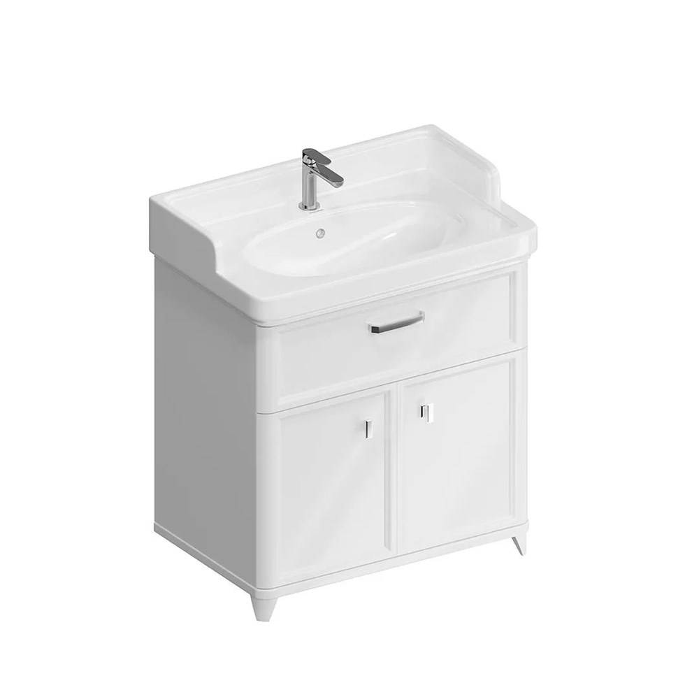 KERAMA MARAZZI PO.M.80.1/WHT Тумба POMPEI напольная с ящиком и дверцами 80, белая глянцевая