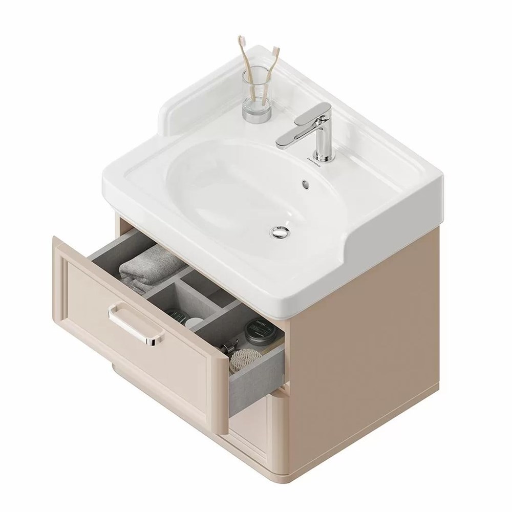 KERAMA MARAZZI PO.M.60.2/CAM Тумба POMPEI напольная с 2 ящиками 60, камео бежевый глянцевый