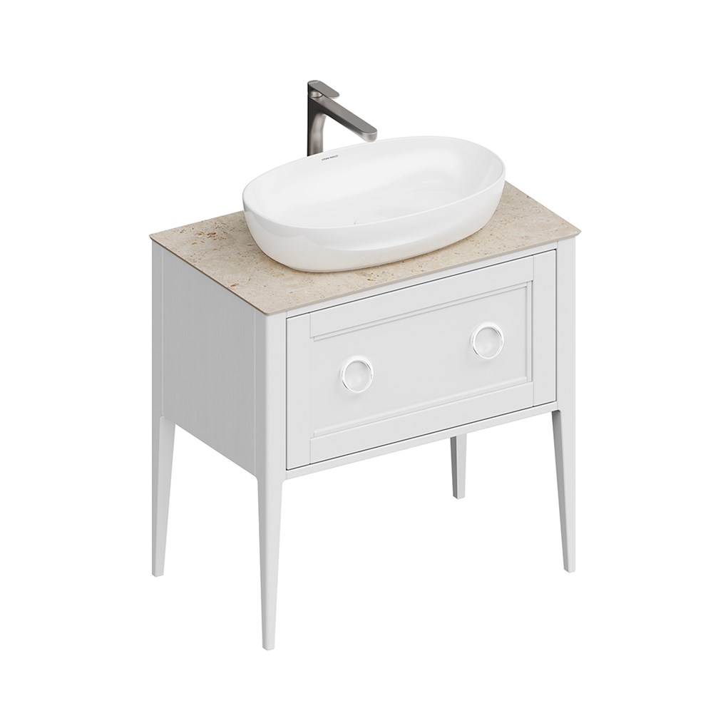 Тумба PLAZA Classic Neo напольная с ящиками 80, белая матовая