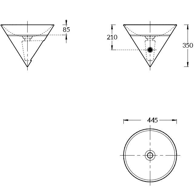 Раковина CONO встраиваемая сверху 44, белая глянцевая