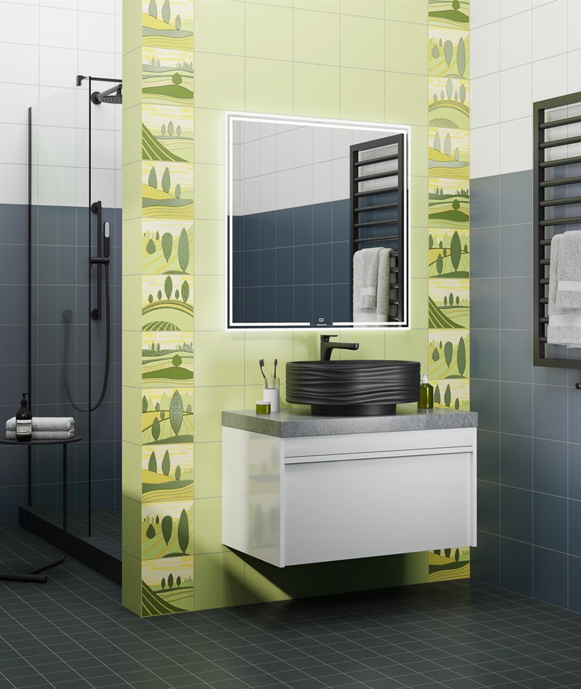 Зеркало MIO прямоугольное с диммером 80, белое