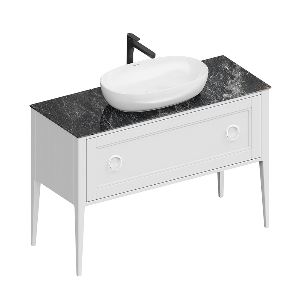 Тумба PLAZA Classic Neo напольная с ящиками 120, белая матовая